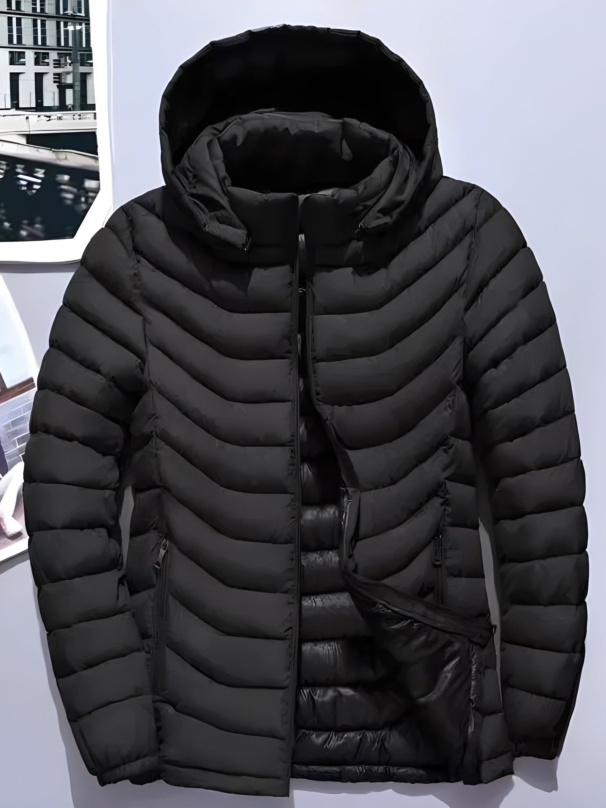 Vance Men's Hooded Padded Jacket featuring a lightweight design, removable hood, and stylish warmth for outdoor activities. 1