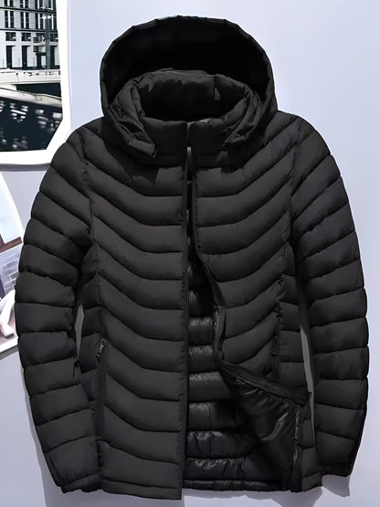 Vance Men's Hooded Padded Jacket featuring a lightweight design, removable hood, and stylish warmth for outdoor activities. 1