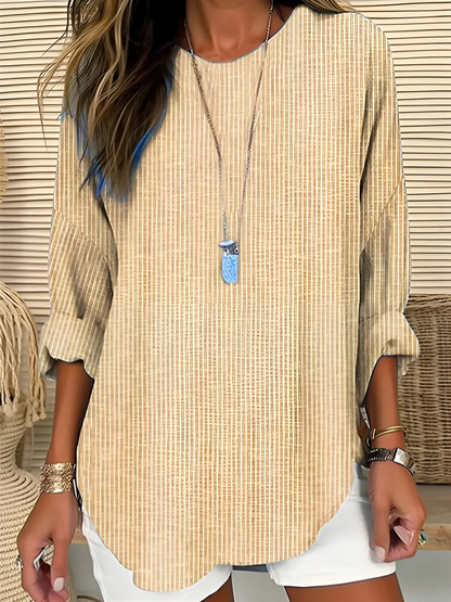 Vera women's blouse featuring vertical stripes and long sleeves, perfect for a stylish and comfortable look. 1