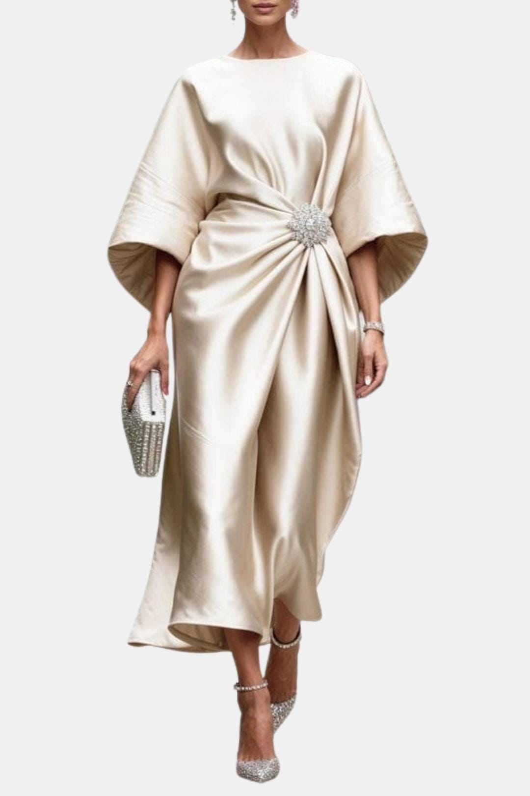 Vera Women's Dress featuring wide sleeves and an elegant A-line silhouette, perfect for any occasion. 3