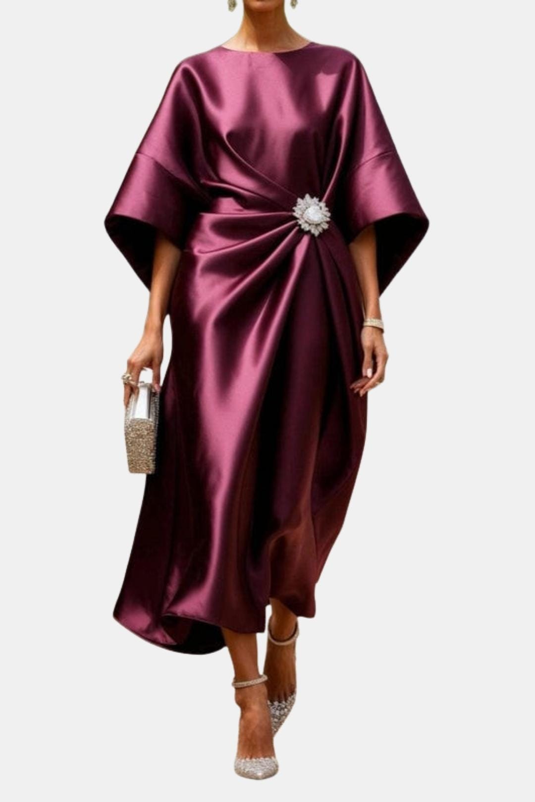 Vera Women's Dress featuring wide sleeves and an elegant A-line silhouette, perfect for any occasion. 6