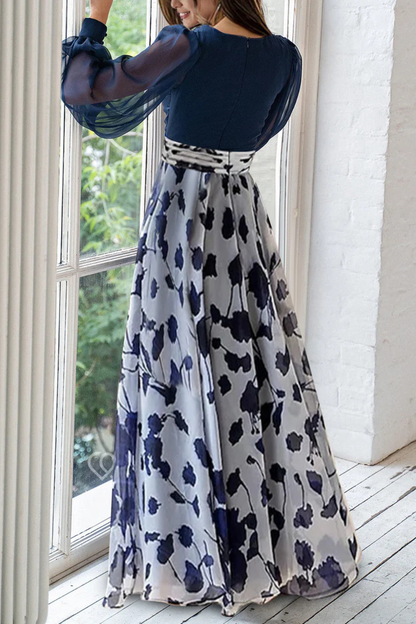 Vera Women's Maxi Dress featuring a stylish V neckline and elegant balloon sleeves, perfect for summer outings and special occasions. 2