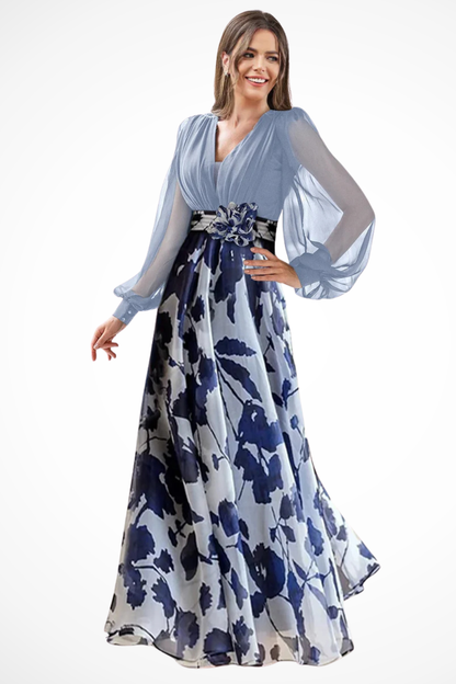Vera Women's Maxi Dress featuring a stylish V neckline and elegant balloon sleeves, perfect for summer outings and special occasions. 7