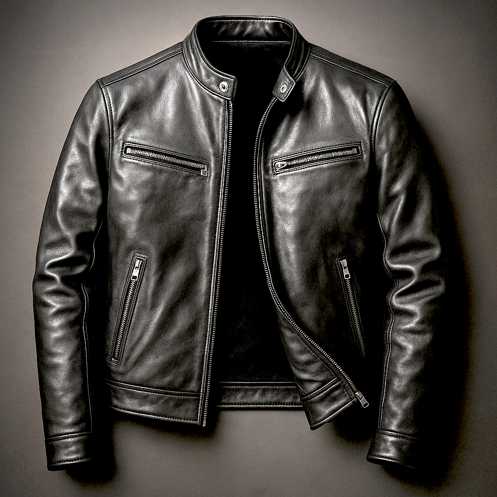 Vero Men’s Leather Jacket featuring a vintage patina finish and a stylish four-pocket design, perfect for both casual and formal wear. 4