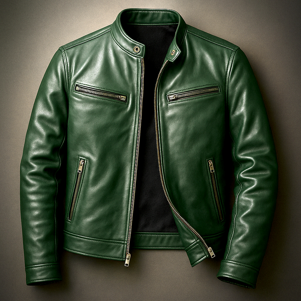Vero Men’s Leather Jacket featuring a vintage patina finish and a stylish four-pocket design, perfect for both casual and formal wear. 5