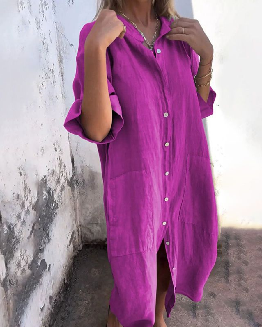 Vivid women’s summer dress featuring a relaxed fit and flowing drape, perfect for warm weather outings and casual gatherings. 4