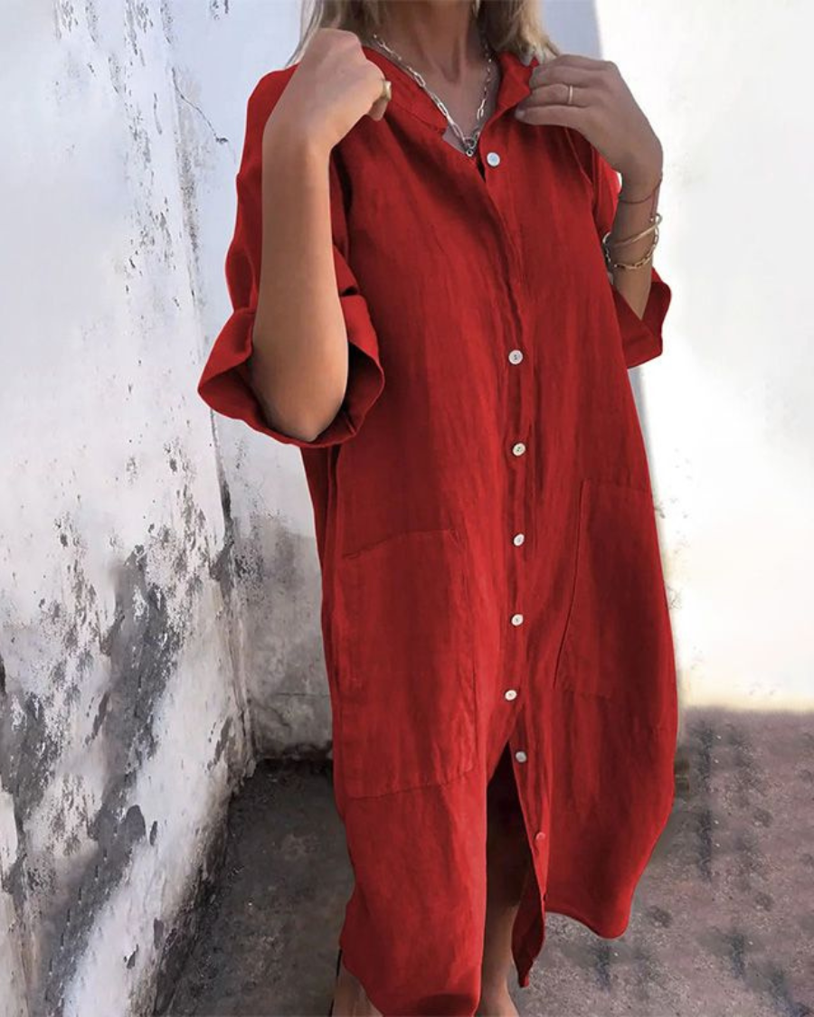 Vivid women’s summer dress featuring a relaxed fit and flowing drape, perfect for warm weather outings and casual gatherings. 5