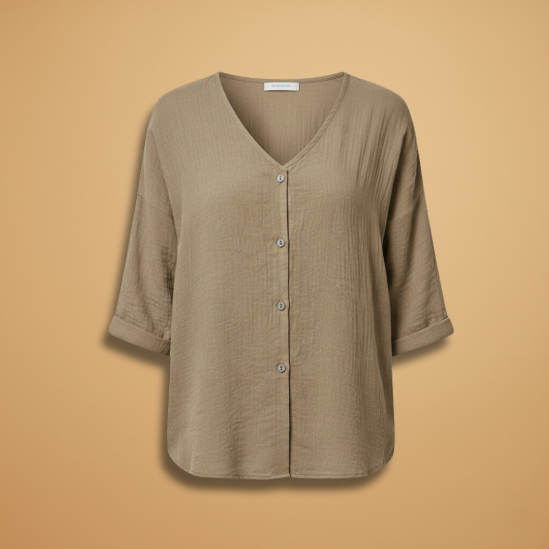 Vivid women’s t-shirt featuring a stylish V-neckline and short sleeves, perfect for casual outfits and everyday wear. 1