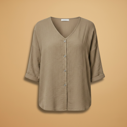 Vivid women’s t-shirt featuring a stylish V-neckline and short sleeves, perfect for casual outfits and everyday wear. 1