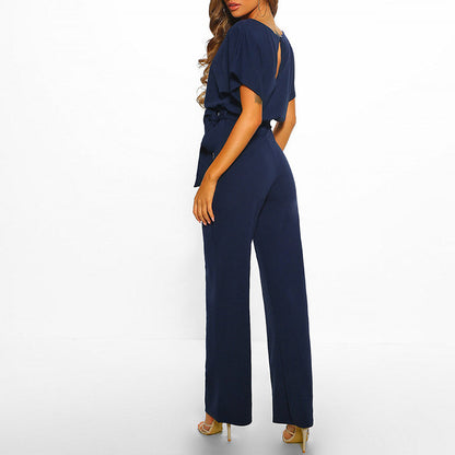 Wanda Women's Jumpsuit featuring a stylish wide leg design and a belted waist, perfect for casual outings or special occasions. 1