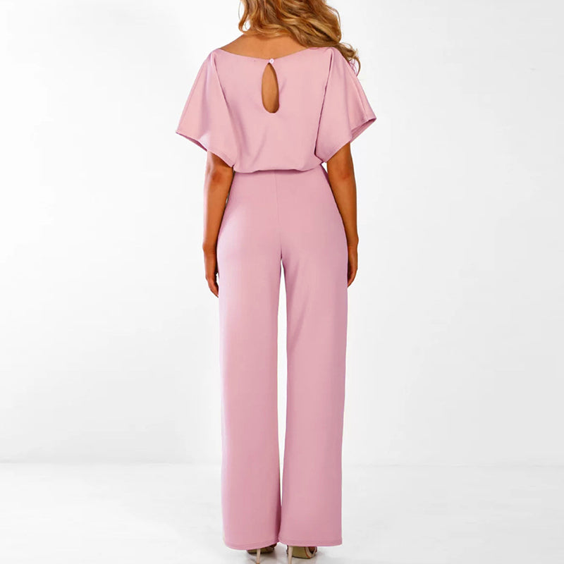 Wanda Women's Jumpsuit featuring a stylish wide leg design and a belted waist, perfect for casual outings or special occasions. 2