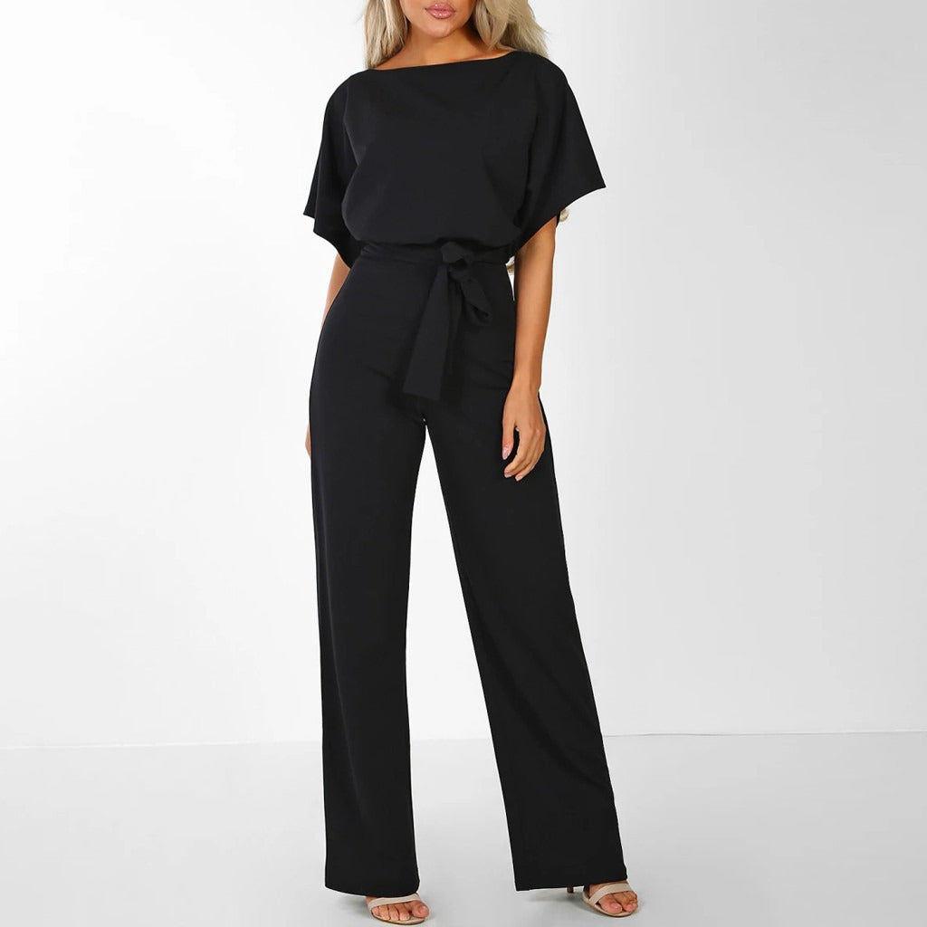 Wanda Women's Jumpsuit featuring a stylish wide leg design and a belted waist, perfect for casual outings or special occasions. 3