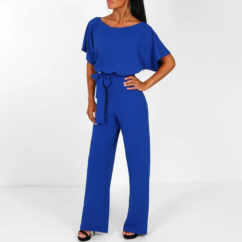 Wanda Women's Jumpsuit featuring a stylish wide leg design and a belted waist, perfect for casual outings or special occasions. 4