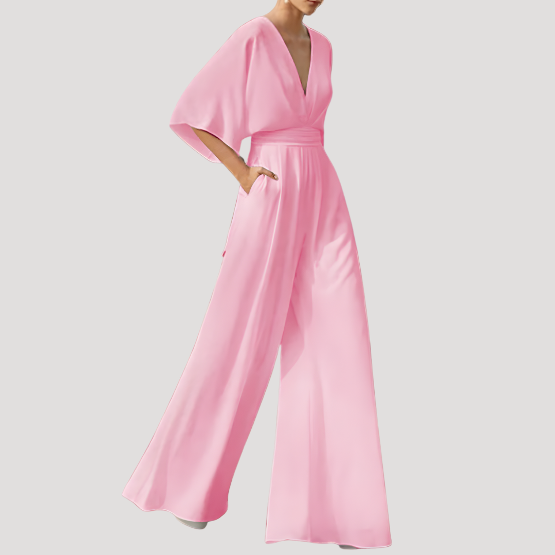 Wanda Women’s Jumpsuit featuring a stylish V-neck design and wide legs, perfect for casual outings or special occasions. 5