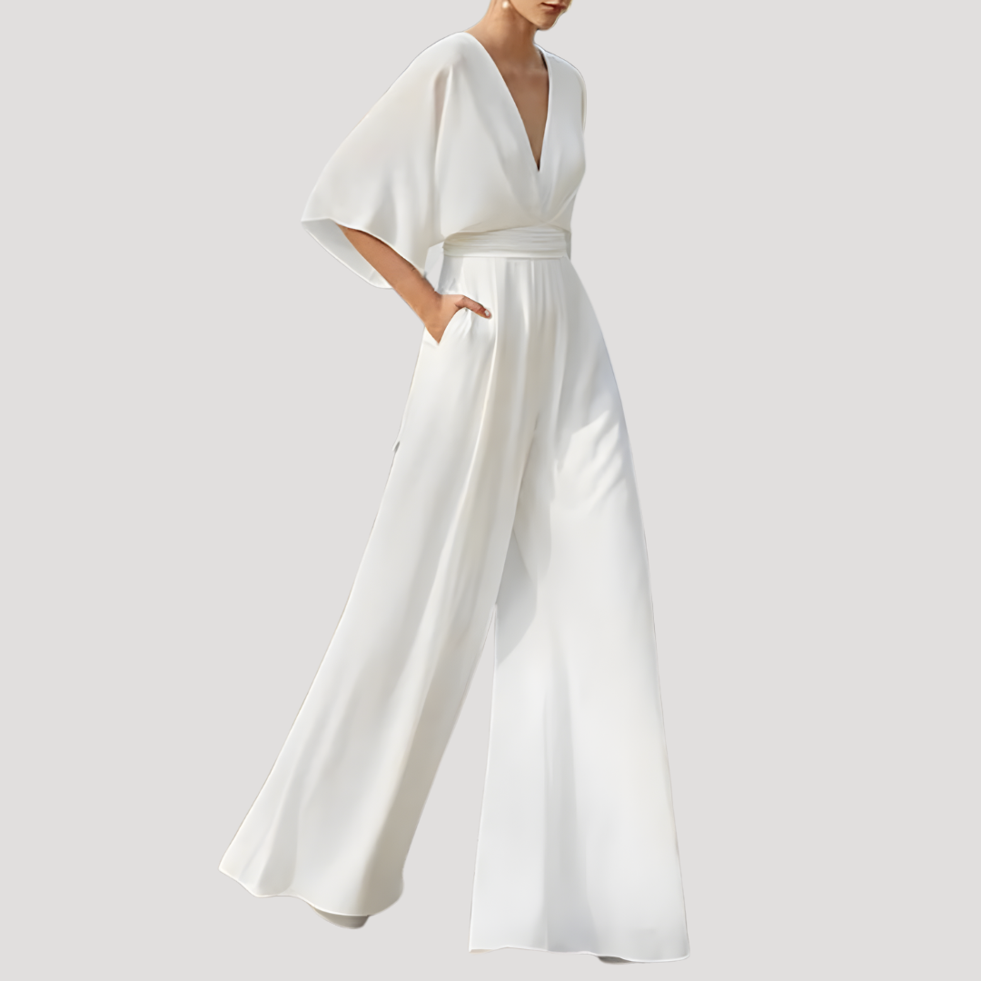 Wanda Women’s Jumpsuit featuring a stylish V-neck design and wide legs, perfect for casual outings or special occasions. 6