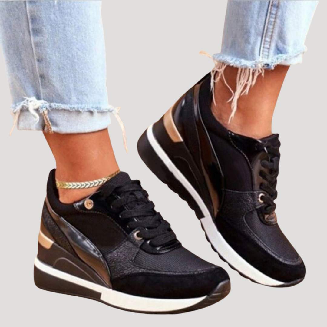 Wella Women’s Lace-Up Trainers featuring a stylish wedge platform design, perfect for casual outings and comfortable all-day wear. 0
