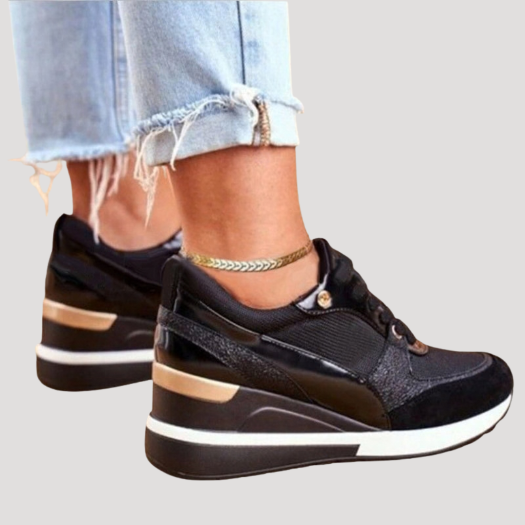 Wella Women’s Lace-Up Trainers featuring a stylish wedge platform design, perfect for casual outings and comfortable all-day wear. 2