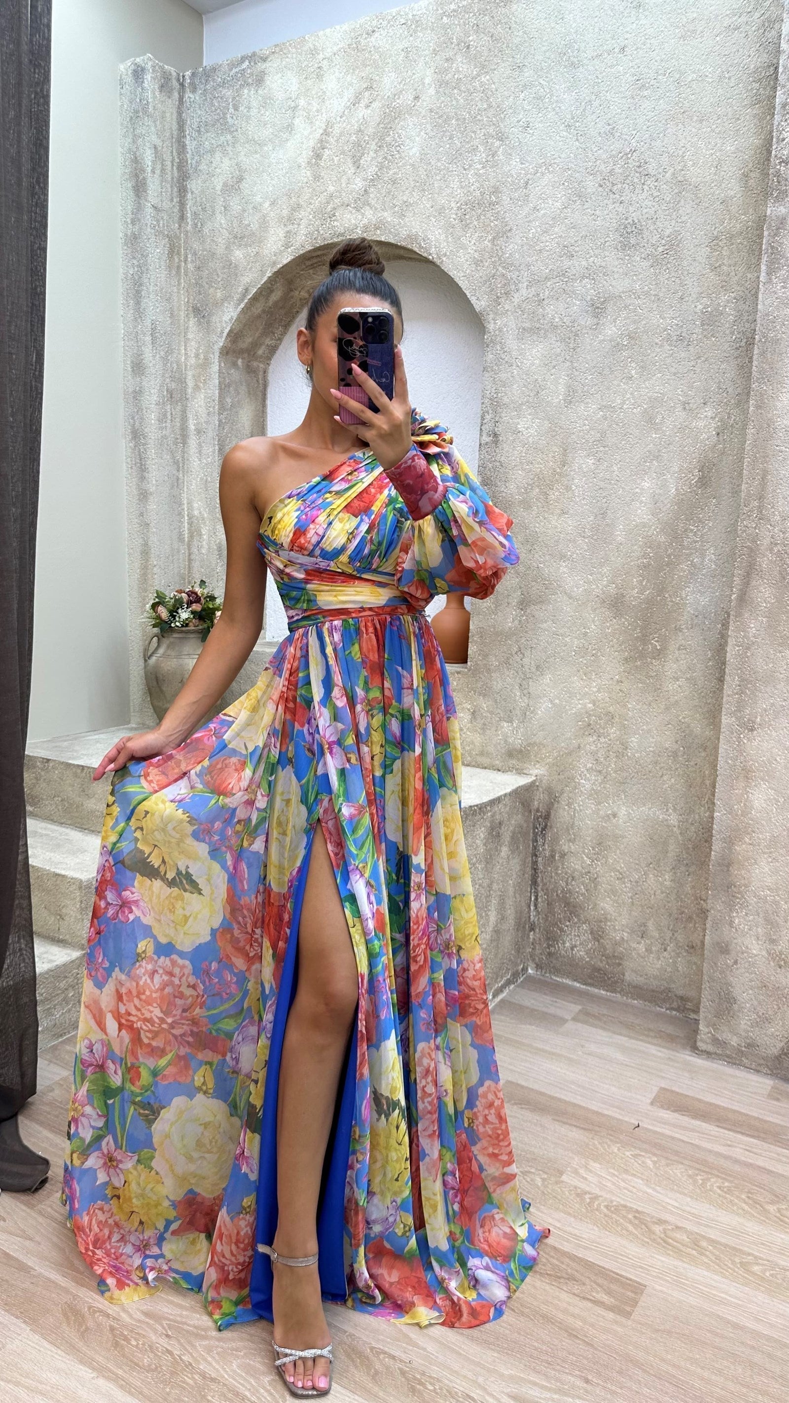 Whimsy Women’s Dress featuring a stylish one-shoulder design and a flowing skirt, perfect for summer outings and special occasions. 2
