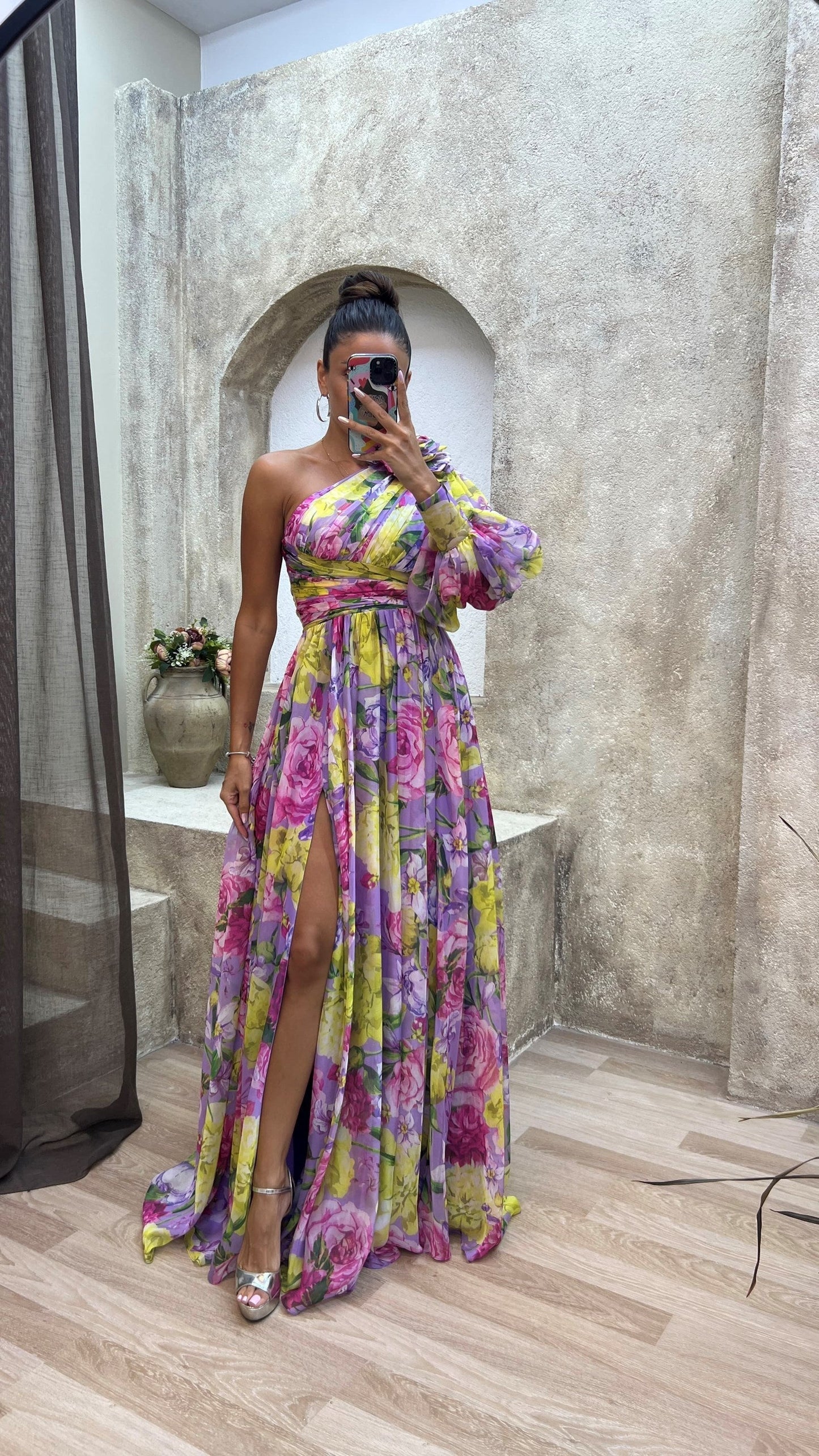 Whimsy Women’s Dress featuring a stylish one-shoulder design and a flowing skirt, perfect for summer outings and special occasions. 5