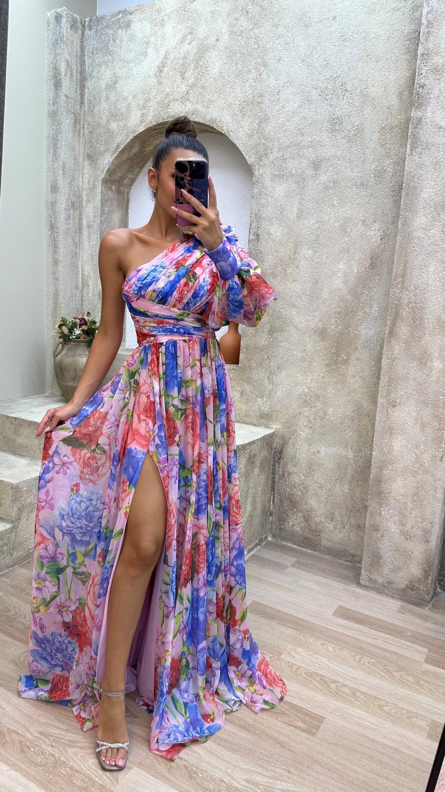 Whimsy Women’s Dress featuring a stylish one-shoulder design and a flowing skirt, perfect for summer outings and special occasions. 6