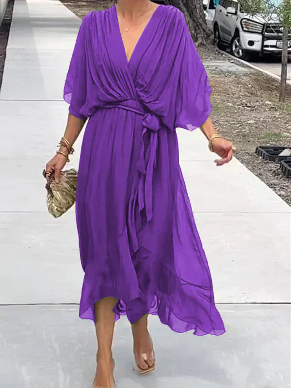 Whimsy Women's Maxi Dress featuring a stylish V-neck and a flowing silhouette, perfect for casual outings and special occasions. 3