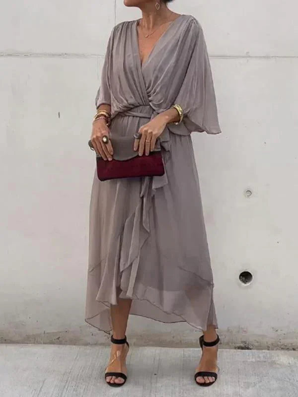 Whimsy Women's Maxi Dress featuring a stylish V-neck and a flowing silhouette, perfect for casual outings and special occasions. 5