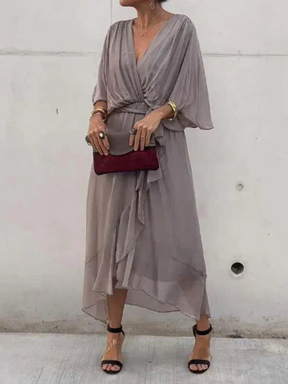 Whimsy Women's Maxi Dress featuring a stylish V-neck and a flowing silhouette, perfect for casual outings and special occasions. 5