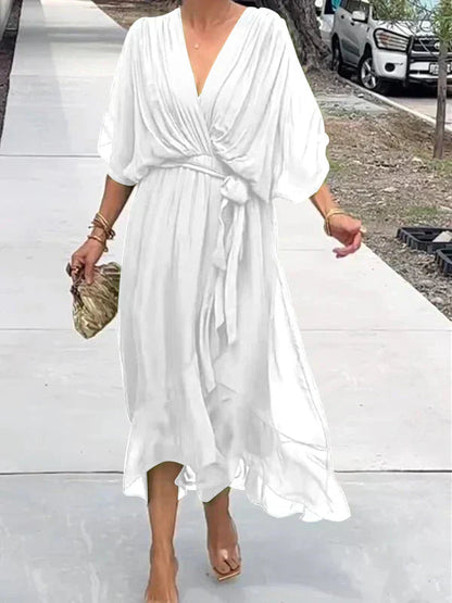 Whimsy Women's Maxi Dress featuring a stylish V-neck and a flowing silhouette, perfect for casual outings and special occasions. 6