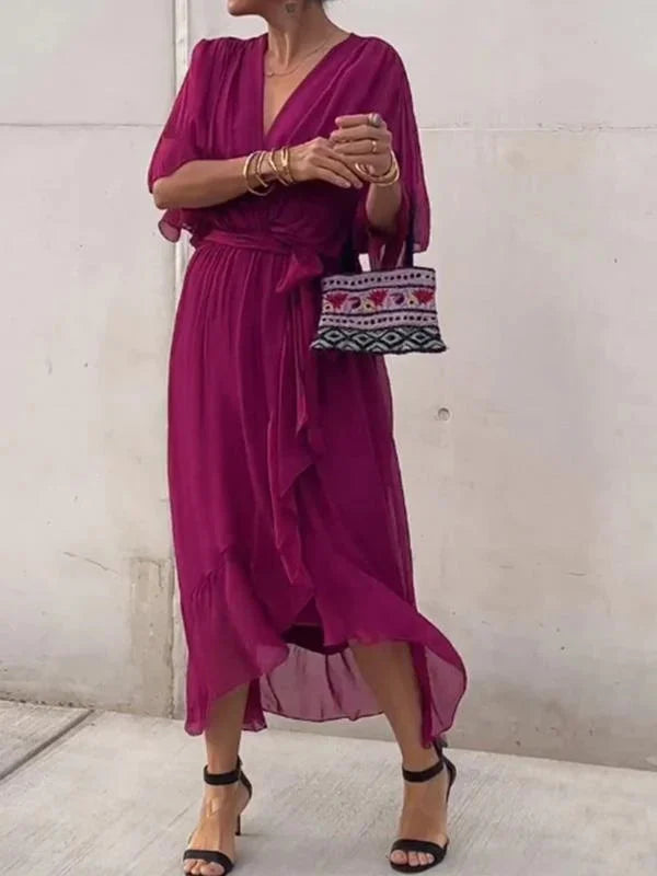 Whimsy Women's Maxi Dress featuring a stylish V-neck and a flowing silhouette, perfect for casual outings and special occasions. 7