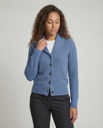 Willa Women’s Cardigan featuring a stylish lapel collar and a classic button front design, perfect for layering in any season. 2