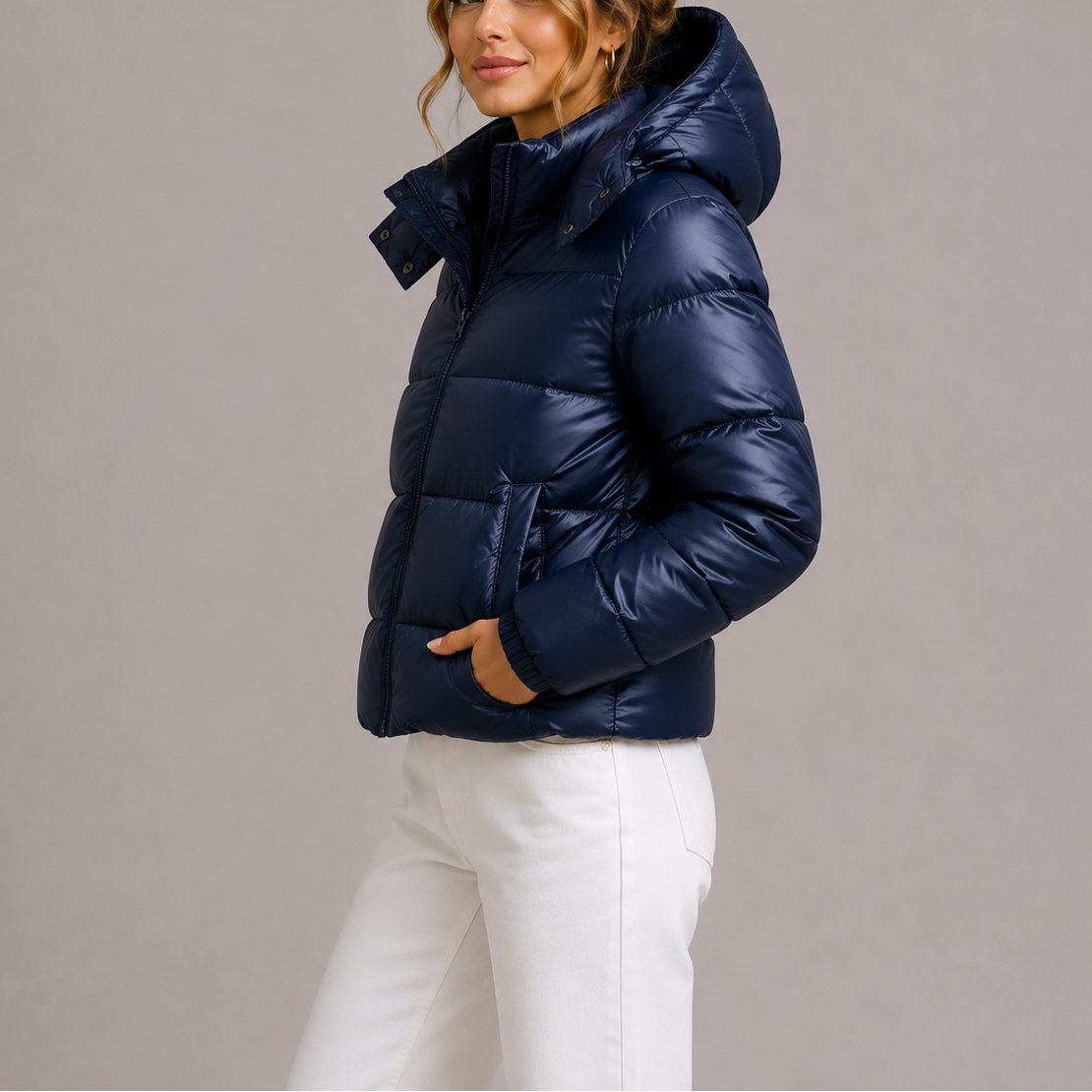 Willa Women's Hooded Puffer Jacket in a stylish design, featuring lightweight quilted insulation for warmth and comfort, perfect for cold weather outings. 0