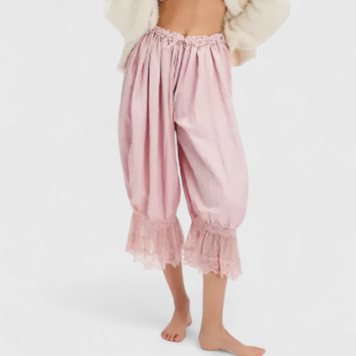Winona Women’s Trousers featuring a stylish patchwork lace design and a comfortable relaxed fit, perfect for casual and chic outfits. 10
