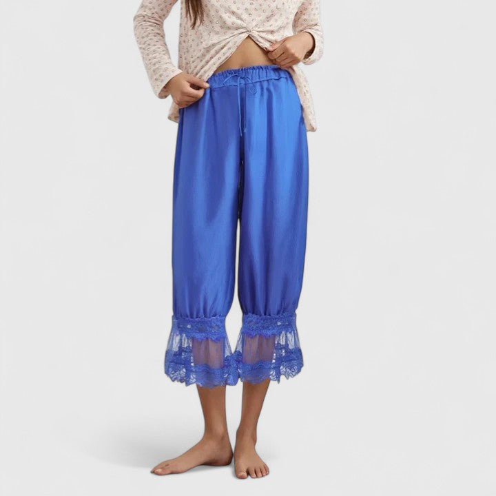 Winona Women’s Trousers featuring a stylish patchwork lace design and a comfortable relaxed fit, perfect for casual and chic outfits. 11