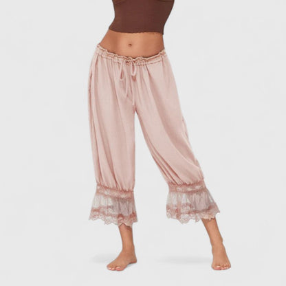 Winona Women’s Trousers featuring a stylish patchwork lace design and a comfortable relaxed fit, perfect for casual and chic outfits. 5