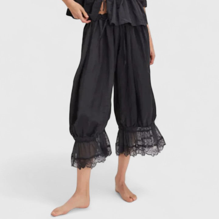 Winona Women’s Trousers featuring a stylish patchwork lace design and a comfortable relaxed fit, perfect for casual and chic outfits. 6