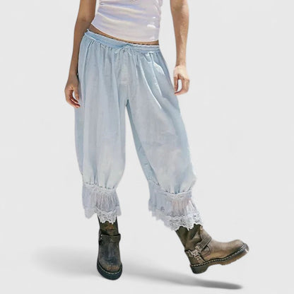 Winona Women’s Trousers featuring a stylish patchwork lace design and a comfortable relaxed fit, perfect for casual and chic outfits. 7