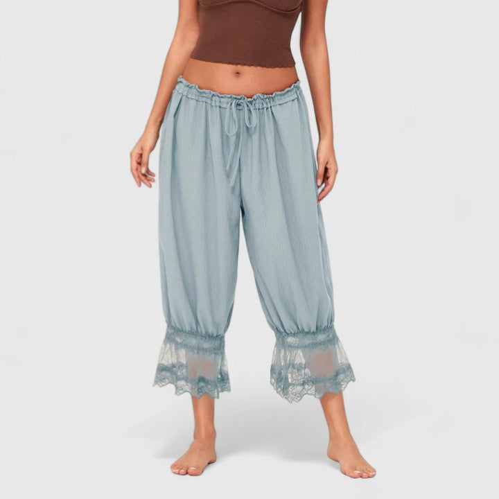 Winona Women’s Trousers featuring a stylish patchwork lace design and a comfortable relaxed fit, perfect for casual and chic outfits. 9