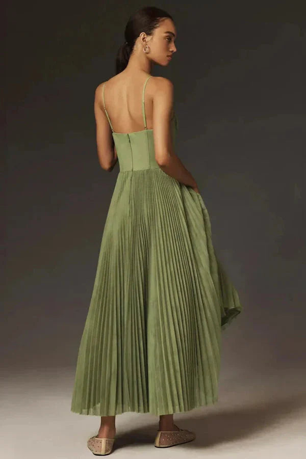 Wistful Women’s Midi Dress featuring a pleated fit and flare design, perfect for elegant outings and casual gatherings. 2