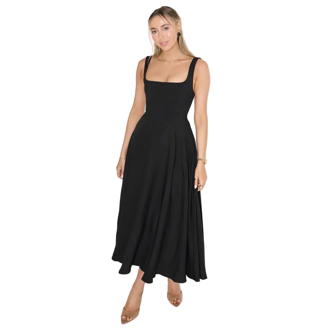 Women’s Maxi Dress Sleeveless Square Neck with Flared Skirt