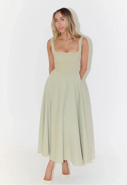 Women’s Maxi Dress Sleeveless Square Neck with Flared Skirt