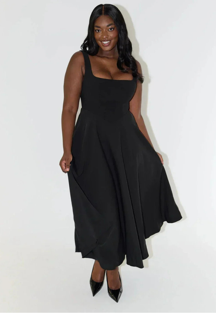 Women’s Maxi Dress Sleeveless Square Neck with Flared Skirt