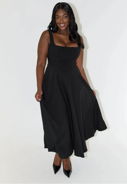 Women’s Maxi Dress Sleeveless Square Neck with Flared Skirt