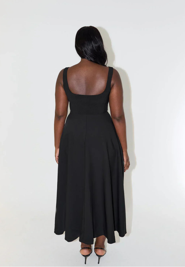 Women’s Maxi Dress Sleeveless Square Neck with Flared Skirt