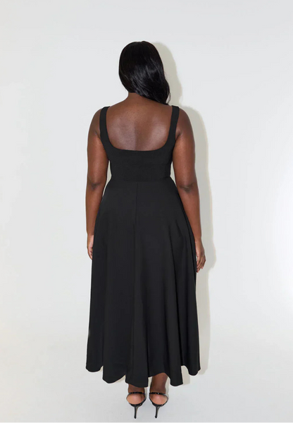 Women’s Maxi Dress Sleeveless Square Neck with Flared Skirt