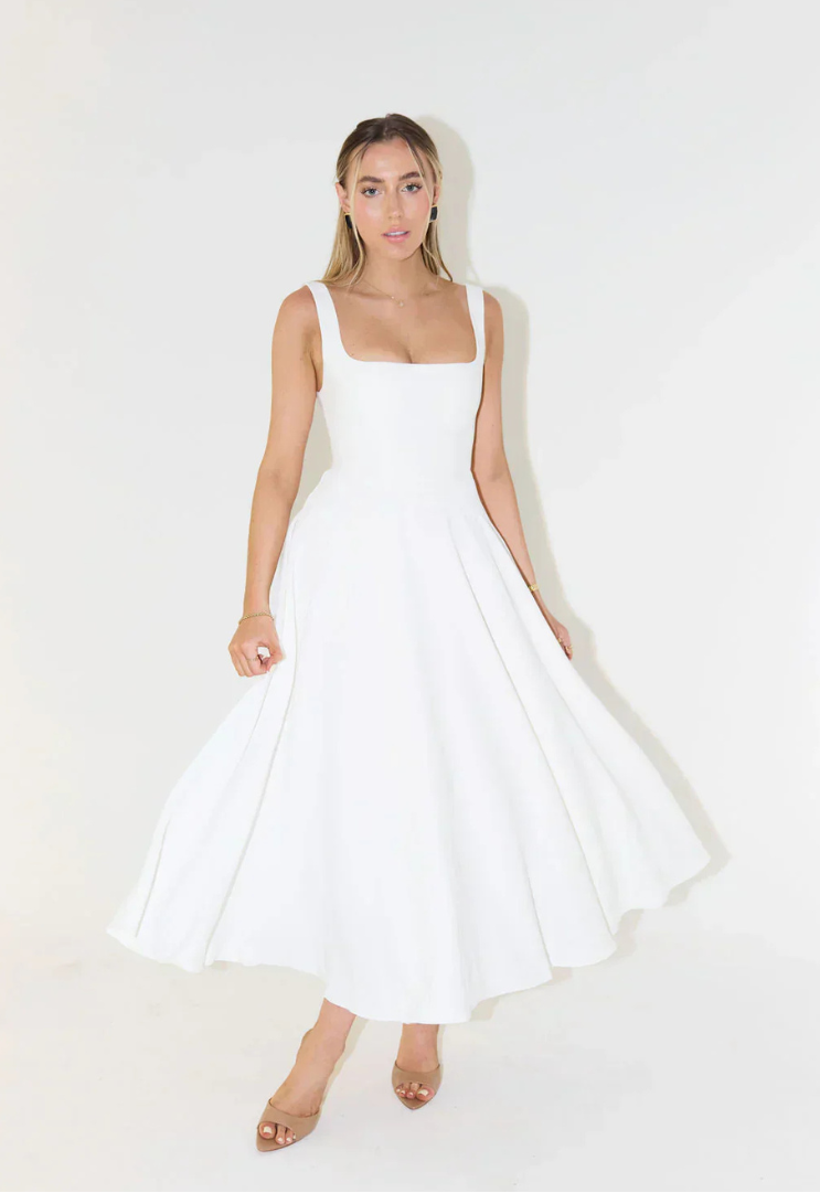 Women’s Maxi Dress Sleeveless Square Neck with Flared Skirt