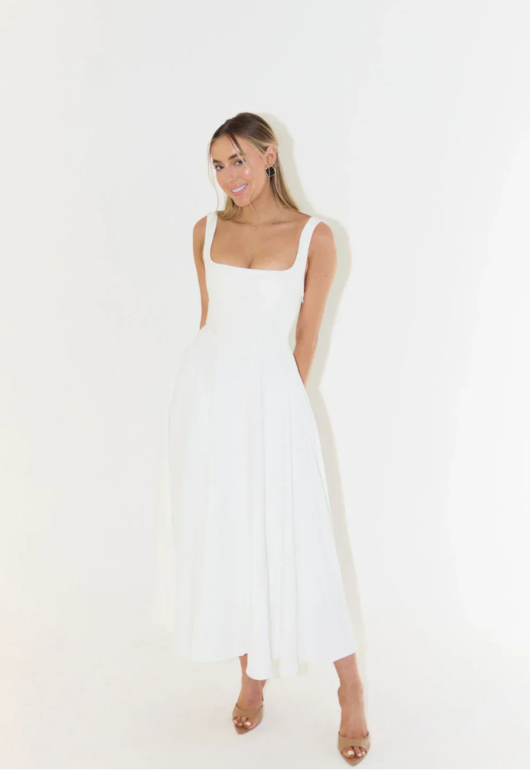 Women’s Maxi Dress Sleeveless Square Neck with Flared Skirt