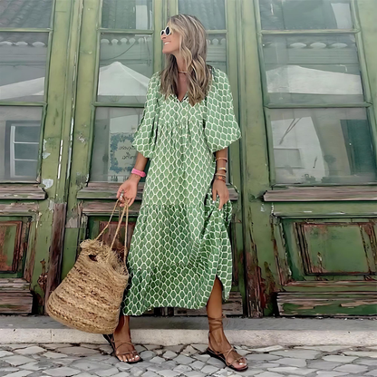 Women’s Printed V-Neck Maxi Dress