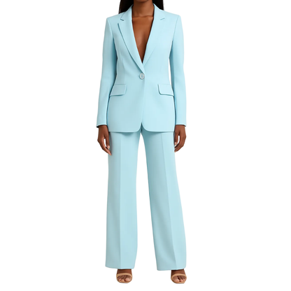 Women’s Single Button Blazer and Straight Leg Trousers Set