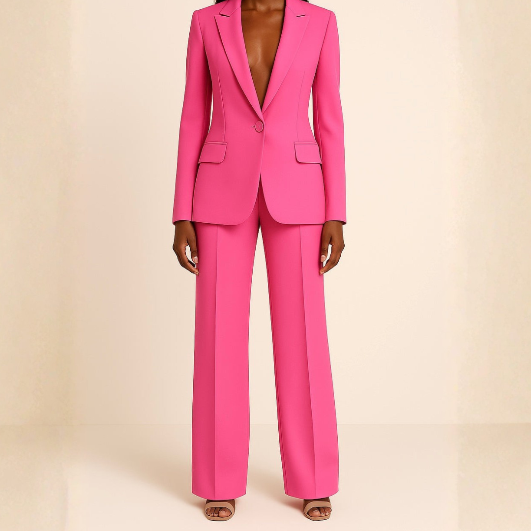 Women’s Single Button Blazer and Straight Leg Trousers Set