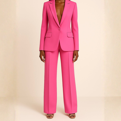 Women’s Single Button Blazer and Straight Leg Trousers Set